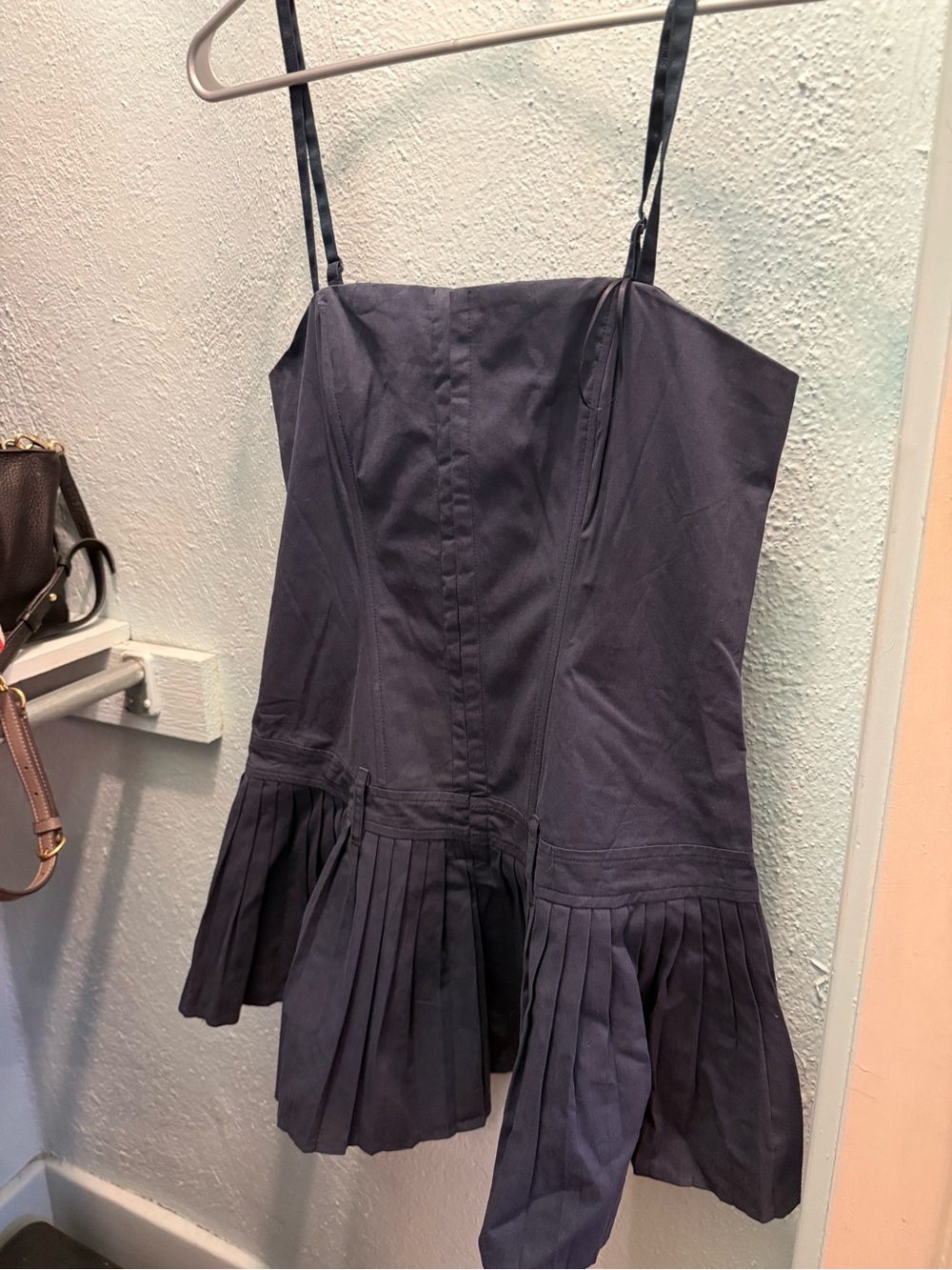 Lioness Navy Pleated Mini Dress with Spaghetti Straps